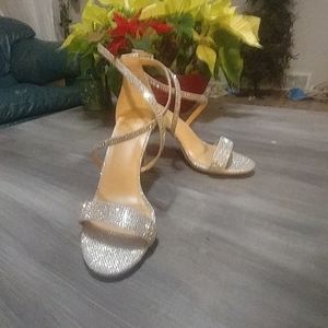 Silver diamond embossed heels